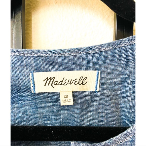 Madewell Denim Ruffle Long Sleeve Button Down Shirt - Picture 4 of 5